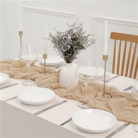 12 Pack Beige Cheesecloth Table Runner 10ft Boho Gauze Cheese Cloth Table - Picture 2 of 7
